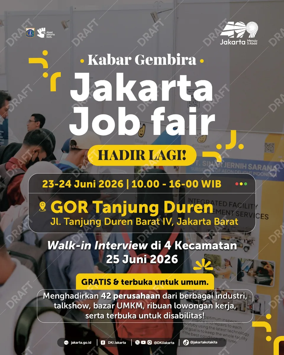 Job Fair Kabupaten Tulungagung 2026 (Suku Dinas TKTE Wilayah Kabupaten Tulungagung Barat) : 23-24 Juni 2026